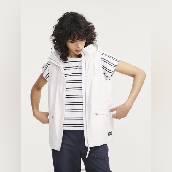 Jackets & Blazers - 105-Vintage white lightweight zip up vest with hood